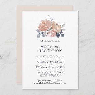 Simple Rustic Floral Wedding Reception Invitation