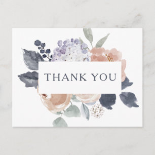Simple Rustic Floral Wedding Thank You Postcard