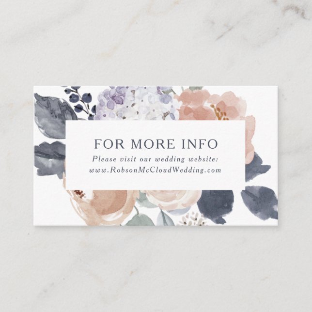 Simple Rustic Floral Wedding Website Enclosure Card (Front)