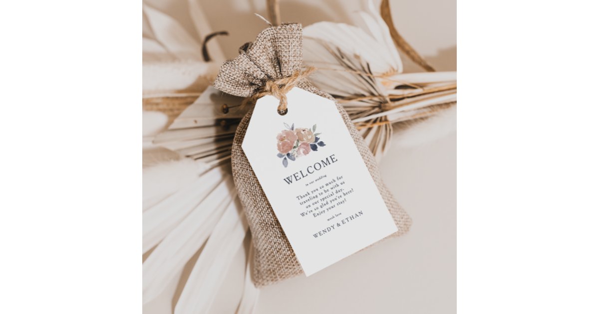 Simple Rustic Floral Wedding Welcome Gift Tags | Zazzle