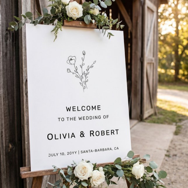 Simple Rustic Floral Wedding Welcome Sign (Creator Uploaded)