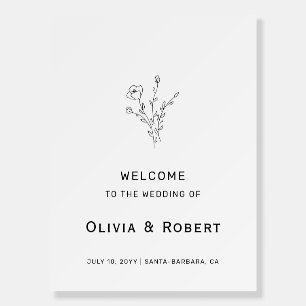 Simple Rustic Floral Wedding Welcome Sign