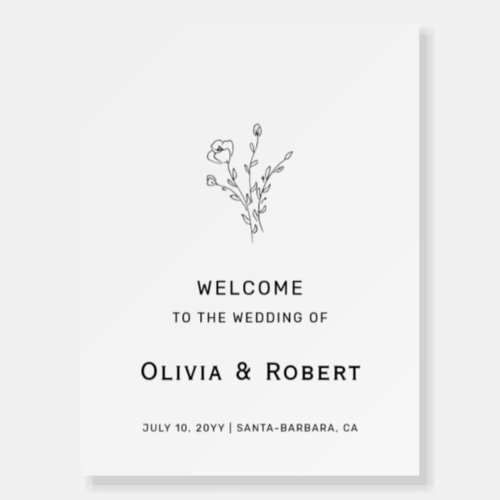 Simple Rustic Floral Wedding Welcome Sign