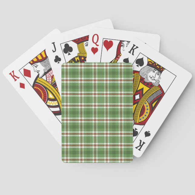 Simple Rustic Green Country Farmhouse Plaid Poker Cards (Back)