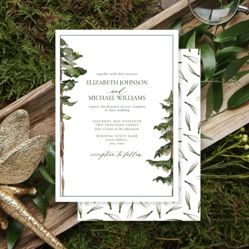 Simple Rustic Green Pine Tree Forest Wedding