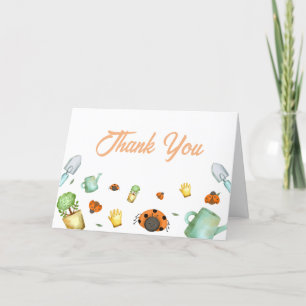 Simple Rustic Greenery Ladybug Garden Baby Shower Letterpress Thank You Card