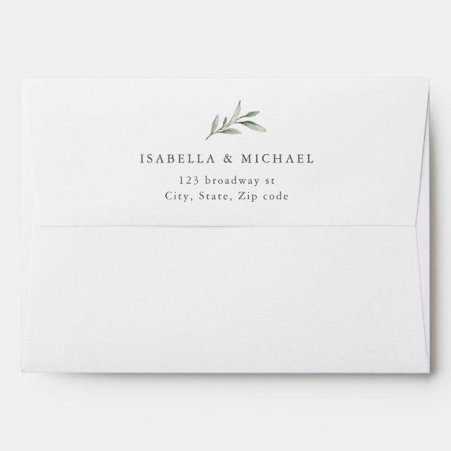 Simple rustic greenery liner wedding envelope