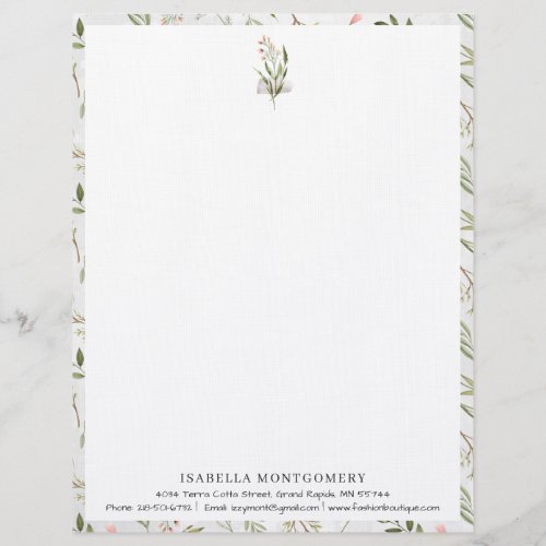 Simple Rustic Greenery  Monogram Letterhead