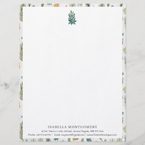 Simple Rustic Greenery  Monogram Letterhead