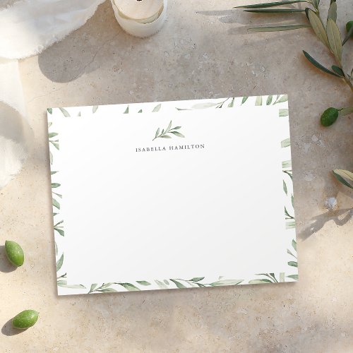 Simple rustic greenery Personalized Stationery Note Card