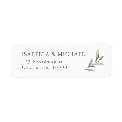 Simple rustic greenery wedding return address label | Zazzle