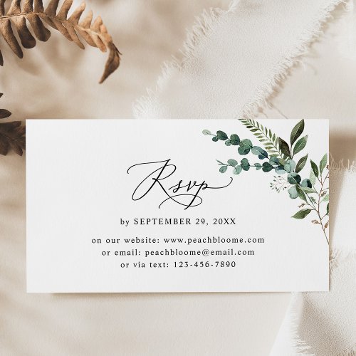 Simple Rustic Greenery Wedding Website Business Card