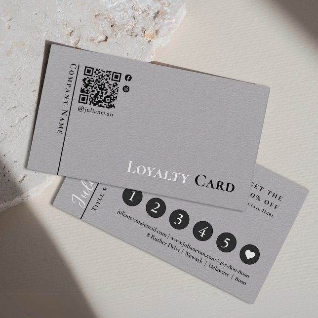 Simple Rustic Grey QR code Minimalistic Business Card (Simple Rustic Grey QR code Minimalistic Business Card)