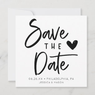 Simple Rustic Handwritten Wedding Save The Date Invitation