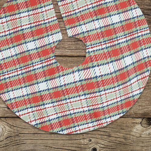 Simple Rustic Holiday Plaid Cute Red Green Plaid Brushed Polyester Tree Skirt