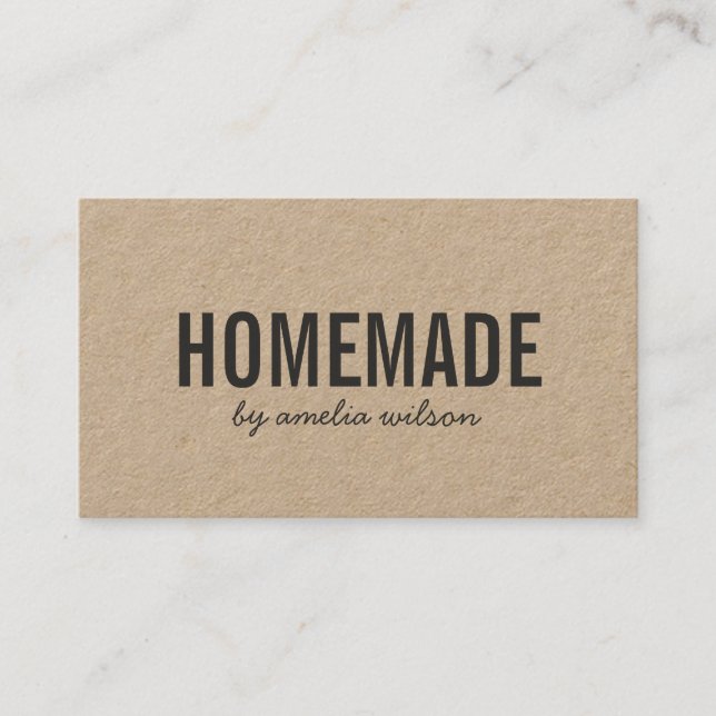 Simple Rustic Homemade Social Media Kraft Business Card (Front)