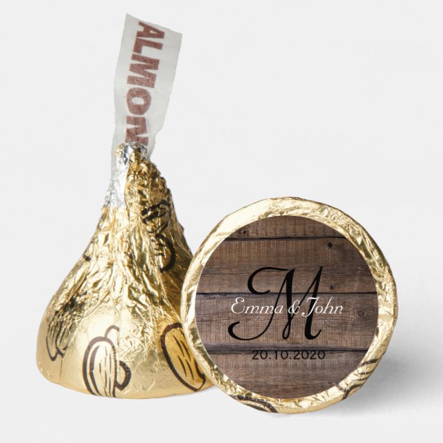 Simple Rustic Initial Monogram Wedding  Hershey®'s Kisses® (Front)