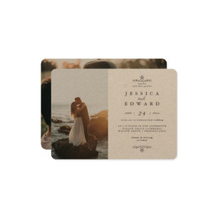 Simple Rustic Kraft 2 Photos Wedding Invitation