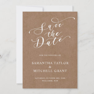 Simple Rustic Kraft Background Save the Date Invitation