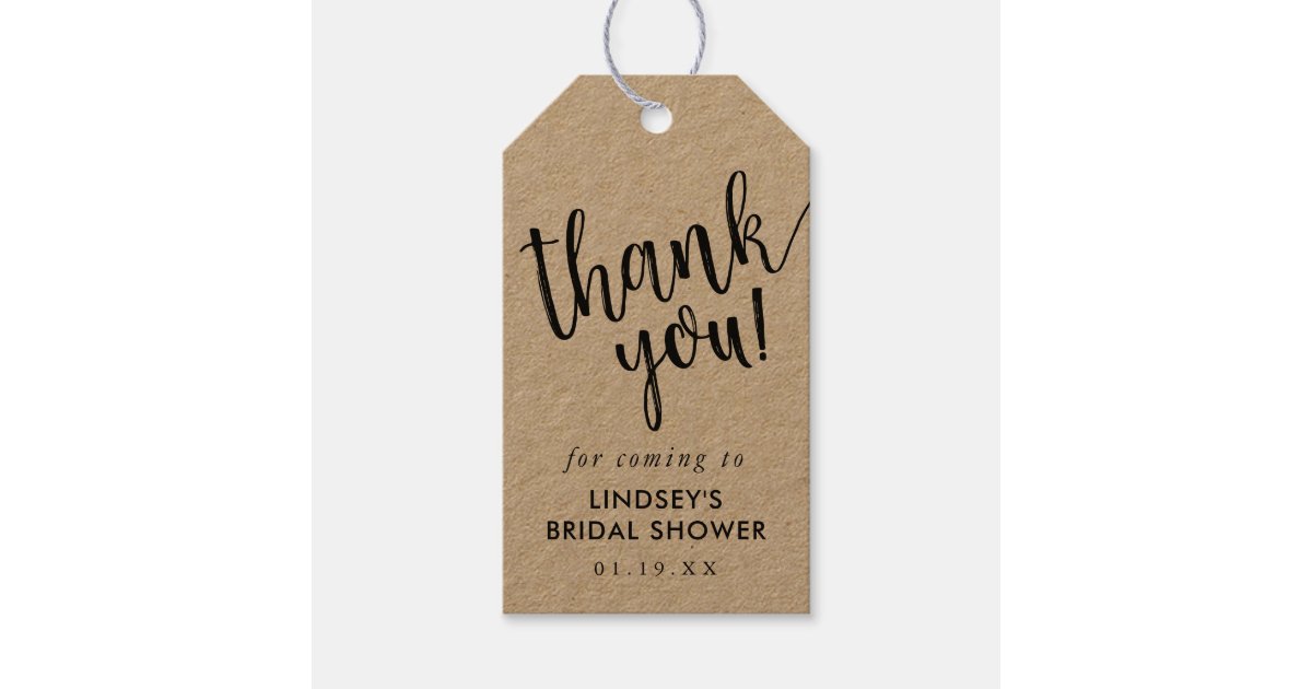 Simple Rustic Kraft Bridal Shower Thank You Favor Gift Tags Zazzle