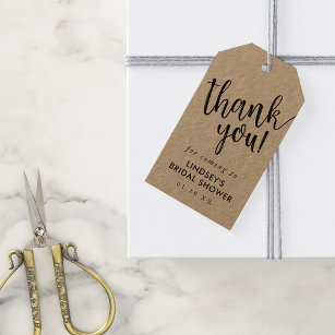 Simple Rustic Kraft Bridal Shower Thank You Favor Gift Tags