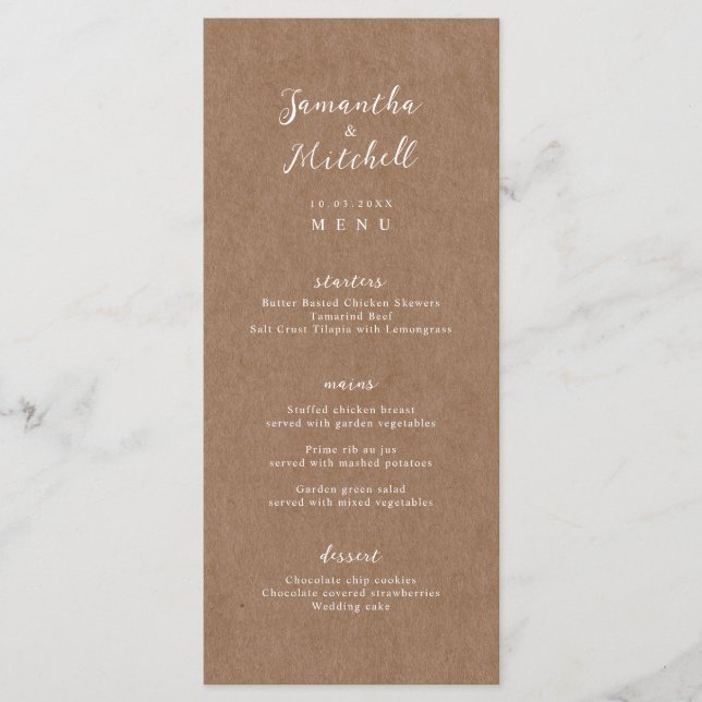 Simple Rustic Kraft Brown Menu (Front)