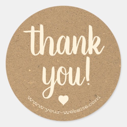 Simple Rustic Kraft Paper Thank You Business  Classic Round Sticker