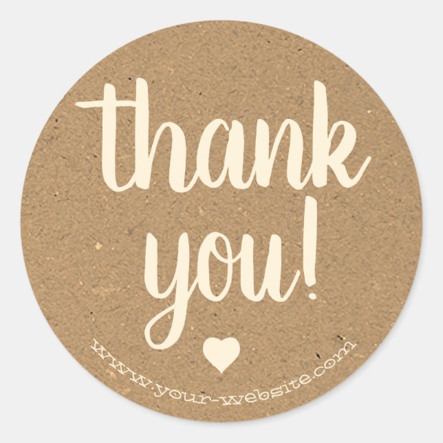 Simple Rustic Kraft Paper Thank You Business  Classic Round Sticker (Front)