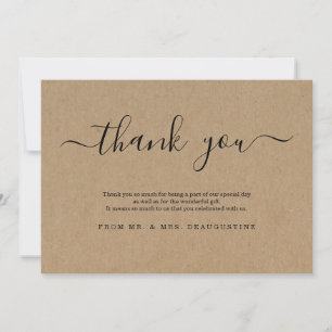 Simple Rustic Kraft Paper Thank You Card