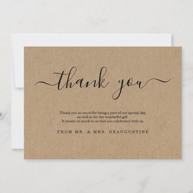 Simple Rustic Kraft Paper Thank You Card (Front)