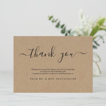 Simple Rustic Kraft Paper Thank You Card | Zazzle