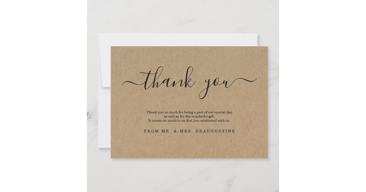 Simple Rustic Kraft Paper Thank You Card | Zazzle