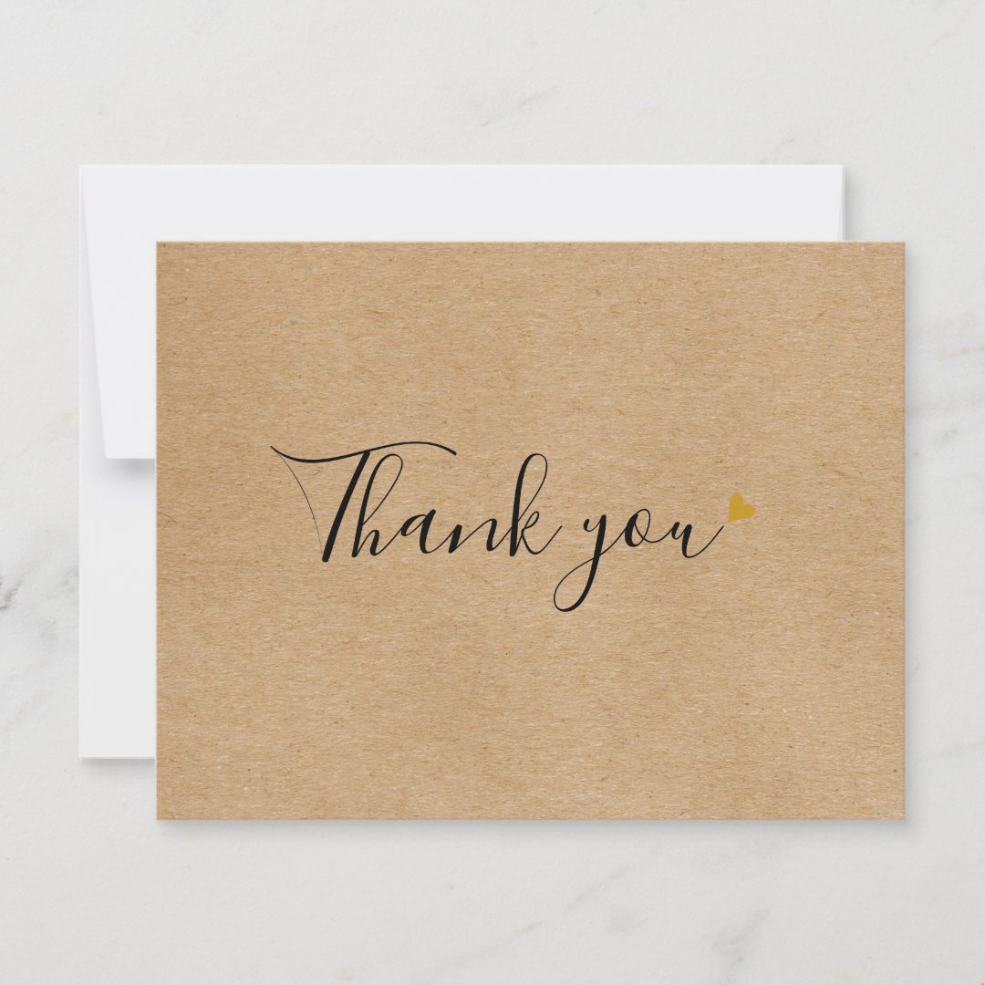 Simple Rustic Kraft Script Business Thank You Card Script,