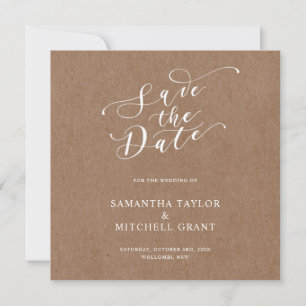 Simple Rustic Kraft SquareSave the Date Invitation