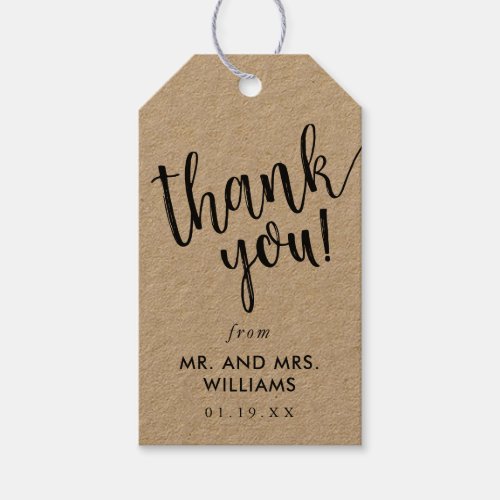 Simple Rustic Kraft Wedding Thank You Favor Gift Tags
