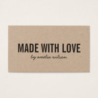 Simple Rustic Made With Love Social Media Kraft Business Card
