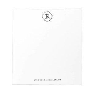 Simple Rustic Modern Minimal Monogram Wreath Black Notepad