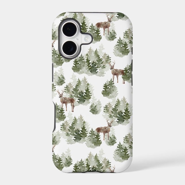 Simple Rustic Modern Winter Forest Pattern Iphone Case (Back)