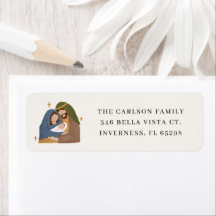 Simple Rustic Nativity Christmas Return Address Label