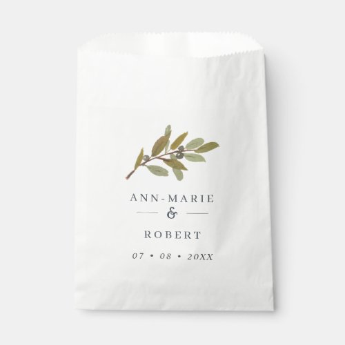 Simple Rustic Olive Branch Wedding Names Favor Bag
