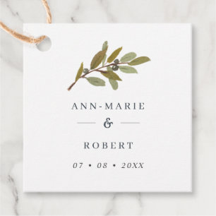 Simple Rustic Olive Branch Wedding Names Favor Tags