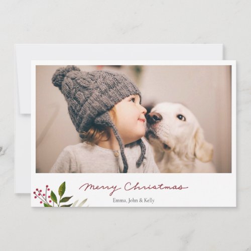 Simple Rustic Personaliized Christmas Photo Holiday Card