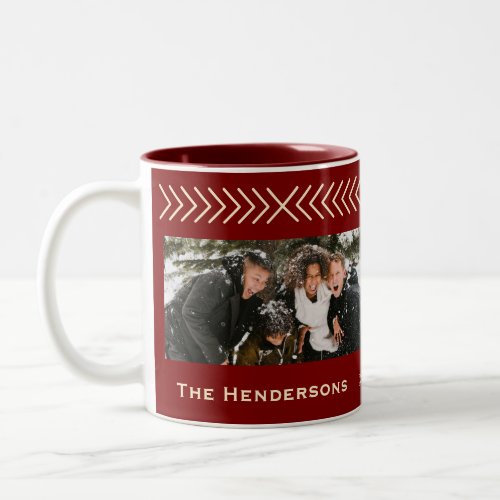 Simple Rustic Photo Graphic Christmas Holiday Two-Tone Coffee Mug