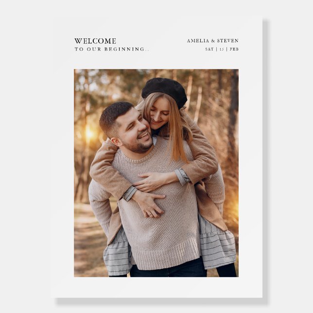 Simple Rustic Photo Wedding Welcome Foam Board (Front)