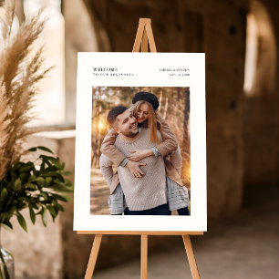 Simple Rustic Photo Wedding Welcome Foam Board