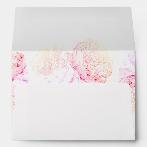 Simple Rustic Pink Blush Peonies Wedding Envelope