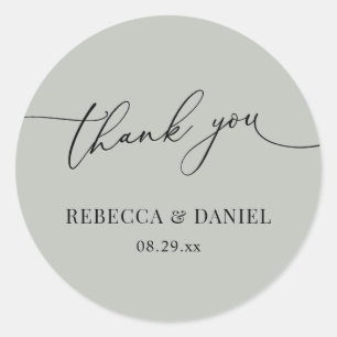 Simple Rustic Sage Green Favors Thank You Classic Round Sticker