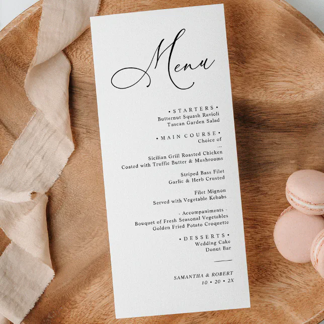 Simple Rustic Sage Green Wedding Dinner Menu Zazzle