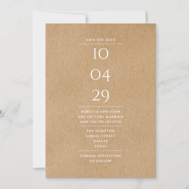 Simple Rustic Save the Date Invitation (Front)