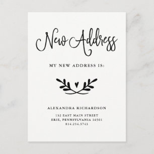 Simple Rustic Script Change of Address Announcement Postcard